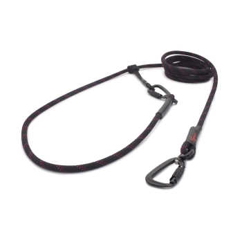 EASYLONG Hundeleine TWIST - M - 2,5m - schwarz mit roter und pinker Linie